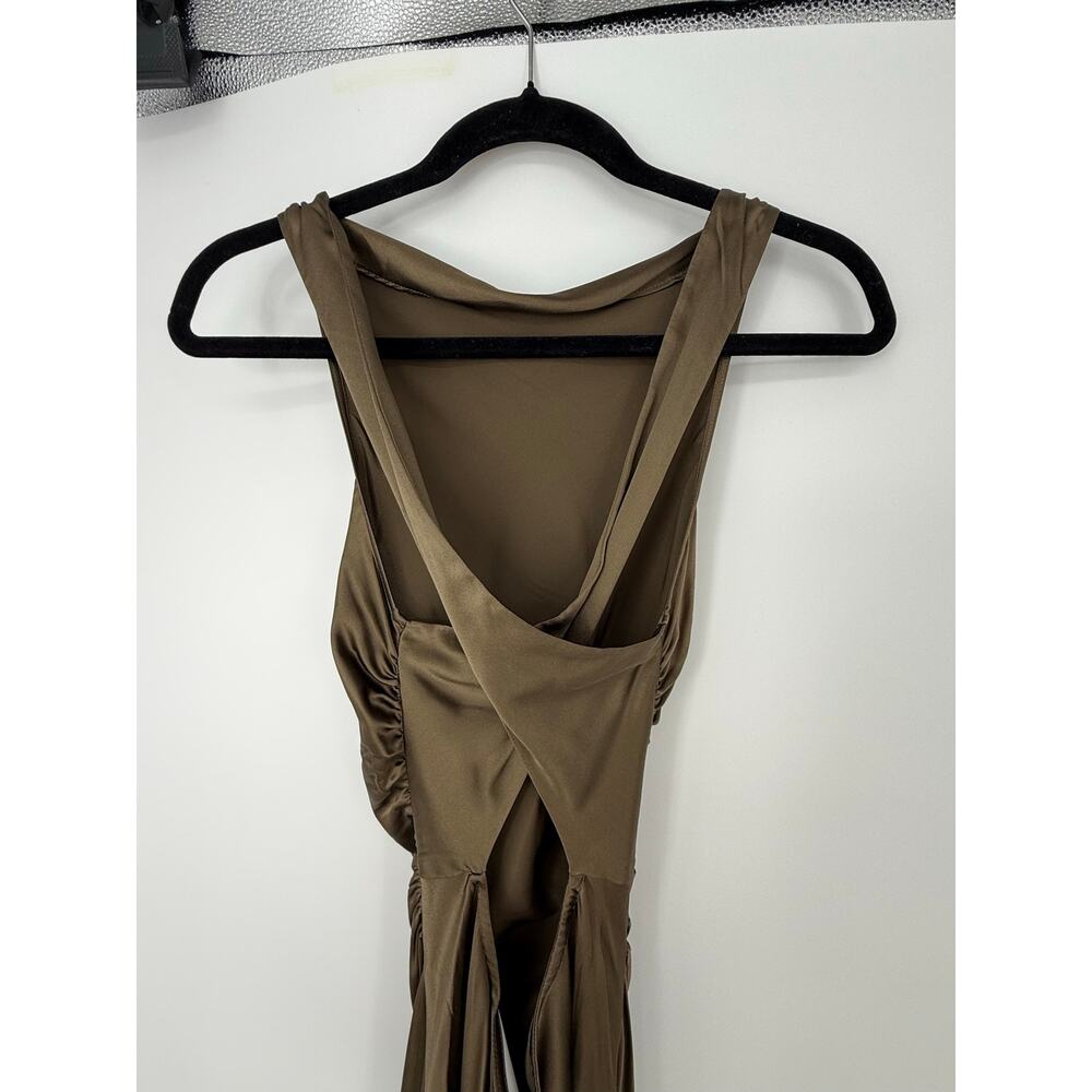 NWT Reformation Anais 100% Silk Open Back Maxi Dress in Morel Brown Size 0 - Picture 5 of 10